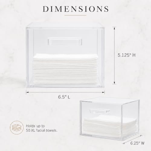 ForPro Pure & Simple XL Facial Towel Acrylic Holder with Drawer, Disposable | for Salon, Spa & Gym Use, Hand Towels, Bleach-Safe Salon Towels, Absorbent Spa Towels, Barber Towels, Salon & Spa Essentials