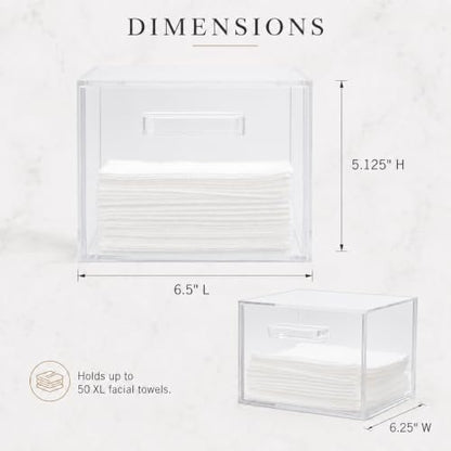 ForPro Pure & Simple XL Facial Towel Acrylic Holder with Drawer, Disposable | for Salon, Spa & Gym Use, Hand Towels, Bleach-Safe Salon Towels, Absorbent Spa Towels, Barber Towels, Salon & Spa Essentials