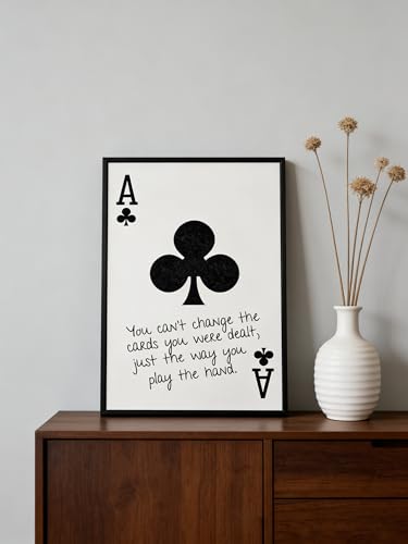 GEFQBBLD Funny Lucky Ace Poker Wall Art,Funky Mdern Canvas Black Art Prints Painting,Retro Minimalist Black and White Playing Card Posters,Trendy Aesthetic Preppy Wall Decor 8x10in Black Framed