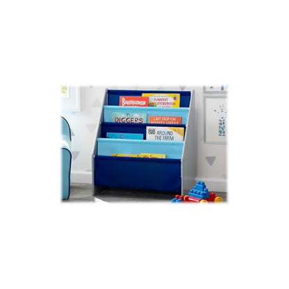 Delta Children Sling Book Rack Bookshelf for Kids - Easy-to-Reach Storage for Books, Magazines or Coloring Books - Ideal for Playrooms & Homeschooling, Grey/Blue