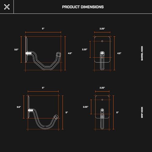 Horizontal Gun Wall Mount for Indoor Display - Shotgun Holder - Bow Wall Hanger - Rifle Wall Mount - Heavy Duty Steel Flatwall Hooks - Made in USA