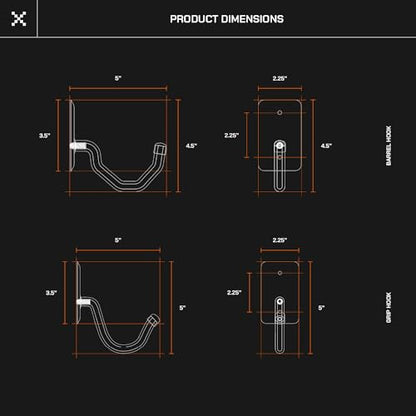 Horizontal Gun Wall Mount for Indoor Display - Shotgun Holder - Bow Wall Hanger - Rifle Wall Mount - Heavy Duty Steel Flatwall Hooks - Made in USA