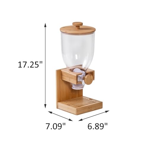 Honey-Can-Do Compact Dry Food Dispenser, Single Control & Snack Storage Container for Countertop or Pantry, Bamboo