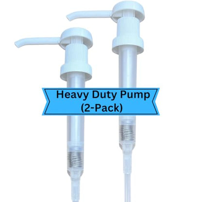 Heavy Duty Pump Dispenser for Gallon Jugs (1oz/2-Pack) Leak Proof Pump Dispenser for Shampoo, Laundry Detergent, Liquid, Water, Popcorn Butter, Snow Cone Syrup, Oils, 1 Gallon BPA-Free Dispenser