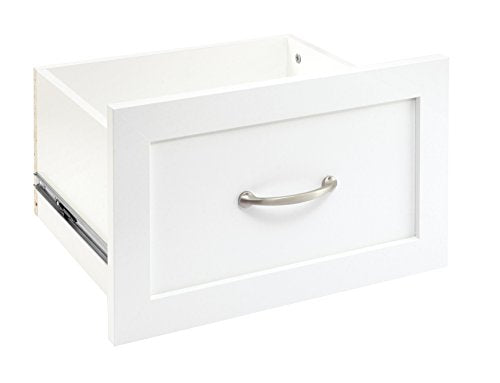 ClosetMaid SuiteSymphony Wood Closet Drawer, Add On Accessory, Shaker Style, For Storage, Closet, Clothes, 16.65” x 9.96” Size for 16 in. Units, Pure White