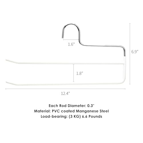 SHIMOYAMA Pants Hangers, 5 Pack, Double Rod Pant Hanger for Jeans, Space-Saving Slack Hangers, Trouser Hangers (White)