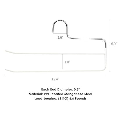 SHIMOYAMA Pants Hangers, 5 Pack, Double Rod Pant Hanger for Jeans, Space-Saving Slack Hangers, Trouser Hangers (White)