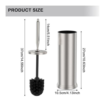 Stainless Steel Toilet Brush and Holder Set, Nickel | Weighted Stable Base Removable Inner Tube Toilet Bowl Brush Splash-Proof Design for Deep Cleaning Space Saving Storage