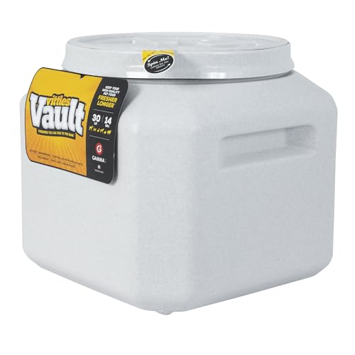 Vittles Vault Traditional Pet Food Storage Container For Dog Kibbles/Bird Seed/Oatmeal/Rice/Flour/Cereal, BPA Free Plastic, Sealed Airtight For Cat Food, Up To 30 lb, Made in USA, With Scoop, Gray