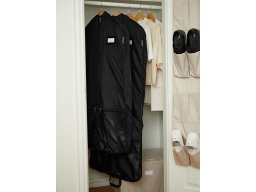 Covermates Deluxe Garment Bag Set for Closet Storage & Travel – Heavy Duty Hanging Suit & Dress Bags with ID Window, Accessory Pockets & Carrying Handles – Premium Wardrobe Protection, Black