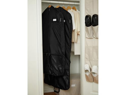 Covermates Deluxe Garment Bag Set for Closet Storage & Travel – Heavy Duty Hanging Suit & Dress Bags with ID Window, Accessory Pockets & Carrying Handles – Premium Wardrobe Protection, Black