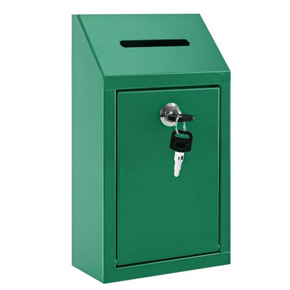 KYODOLED Cash Box for Farm Stand, Money Drop Box with Lock & Slot, Green | Wall mount, self-service payment drop, porch pickup, 2 keys, hardware included, 10.24 x 5.7 x 2.95 in