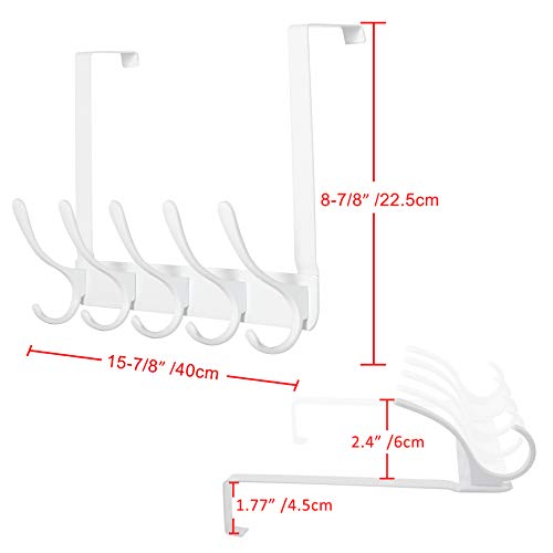 SKOLOO Over The Door Hook, Door Hanger Hooks for Hanging Clothes, Towels, Coats, Hats, Over The Door Towel Hook - White, Assembly Required