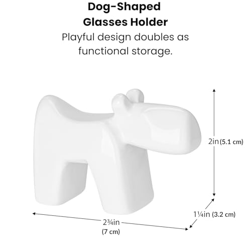 Torre & Tagus Rover Dog Eyeglass Holder Stand, Glasses Holder for Nightstand or Desk, Cute Funny Animal Glasses Stand, Decorative Eyewear Organizer