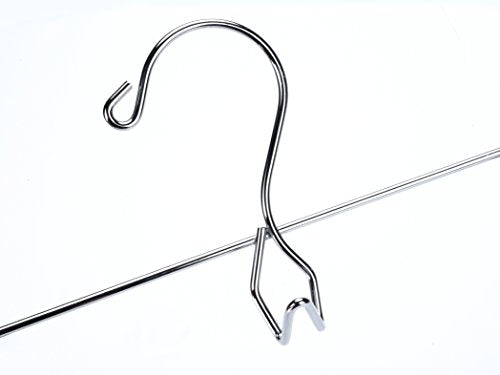 6 Quality Pants Hangers Heavy Duty Add-on Skirt/Slack Metal Hanger, Extra Wide Adjustable Clips, Multi Stackable Add on Hangers, Chrome, Jeans, Bottoms, Set of 6
