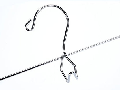 6 Quality Pants Hangers Heavy Duty Add-on Skirt/Slack Metal Hanger, Extra Wide Adjustable Clips, Multi Stackable Add on Hangers, Chrome, Jeans, Bottoms, Set of 6