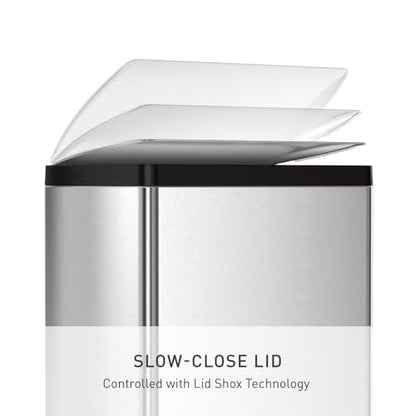 simplehuman 50 Liter / 13.0 Gallon Rectangular Kitchen Step Trash Can, Brushed Stainless Steel