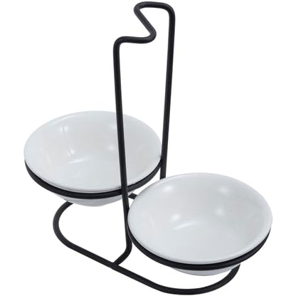 Countertop Ceramic Spoon Rest with Matte Black Met... (White / Black | Metal)