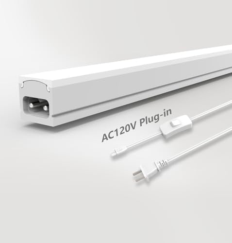 Under Cabinet Lighting Plug in, 16 Inch 1 Pc, Linkable AC120V 3CCT 3000K/4000K/5000K Ultra Slim, LED Under Cabinet Lights for Counter Light, Kitchen, Shelf, Sink, Workshop, Desk, White