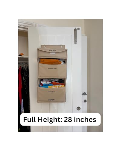 3 in 1 Plastic Bag Holder – Separate Plastic Bags, Reusable Bags & Grocery Bags – Over-the-Door or Wall-Mount Storage Organizer