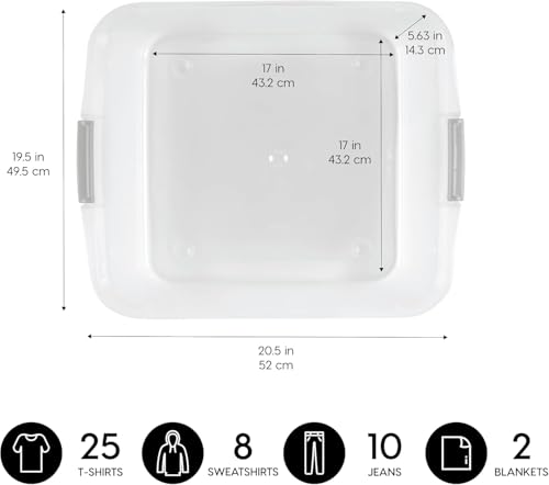 IRIS USA 3-Pack, 33 Qt. Under Bed Storage Bin with Lids, Clear | Store seasonal clothing, shoes, blankets, linens and household essentials neatly under beds to maximize storage space