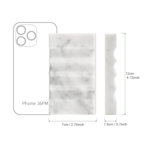 WeDoDecor Real Marble Soap Dish for Shower Stone Tray Small Bar Soap Holder with Self Draining | Non-Slip, Luxury Bath Room Accessories (White)