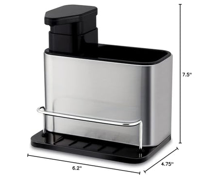 Dish Soap Dispenser 3-in-1 Sponge Holder for Kitchen Sink Stainless Steel, Rustproof