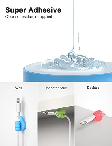 12 Pack Cord Organizer, Funny Thumb Cable Management Clips | Adhesive Phone Cord Holder Clips for Nightstand Desk Car Office Home College Dorm Room, Desk Organizer Accessories