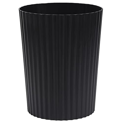 JiatuA Small Trash Can Plastic Wastebasket Round Garbage Container Bin for Bathroom, Kitchen, Bedroom, Home Office, College Dorm, Black | Sturdy Stylish Decor Round Garbage Container Bin for Kitchen, Bedroom, Home Office, College Dorm Essentials