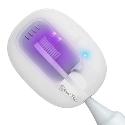 UVC Rechargerable Toothbrush Sanitizer Case Travel Toothbrush Covers Case with Holder for Houshold and Traveling or Business Trip White