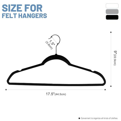 HOUSE DAY Black Velvet Hangers 60 Pack, Non Slip Felt Hanger, Slim Velvet Clothes Hangers for Suits, Shirt, Heavy Duty Coat Hanger for Closet | Slim Velvet Clothes Hangers for Suits, Shirt, Heavy Duty Coat Hanger for Closet
