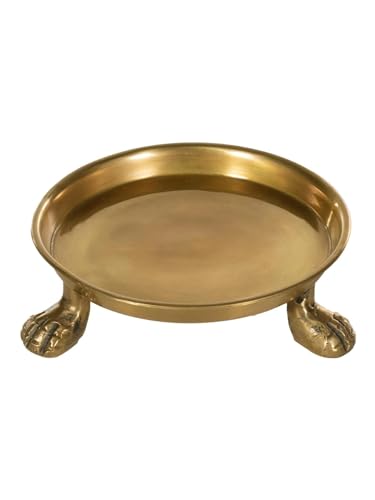 Round Clawfoot Dish Small Gold Candle and Jewelry Display Tray | Perfume, Cosmetics, Coffee Table, Vanity, Ring Holder, Key Catchall, Entryway, Bedroom, Bathroom and Home Decor Accent