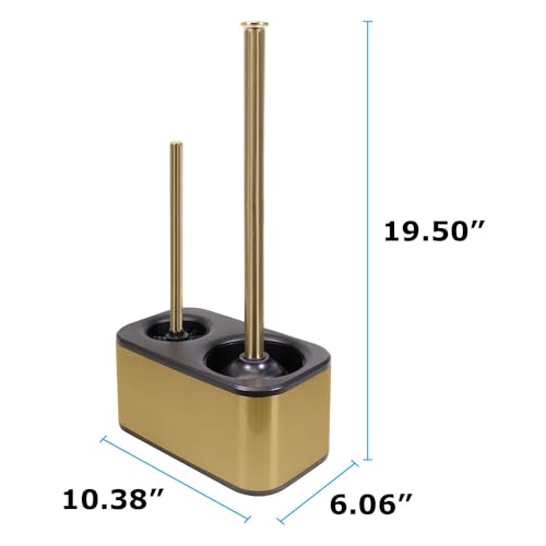 Blue Donuts Toilet Brush and Plunger Set with Holder, Sleek Minimalist Modern Gold Bathroom Accessories Toilet Plunger and Toilet Bowl Brush Combo