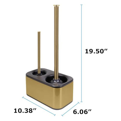 Blue Donuts Toilet Brush and Plunger Set with Holder, Sleek Minimalist Modern Gold Bathroom Accessories Toilet Plunger and Toilet Bowl Brush Combo