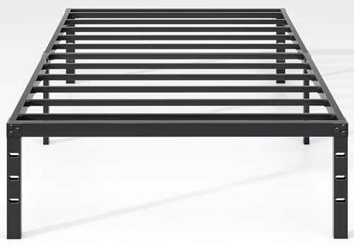 NEW JETO Metal Bed Frame,Twin Size Bed Frame with Storage Space,14 Inch | Heavy Duty Sturdy Mattress Foundation,Easy Assembly,No Box Spring Needed, Black