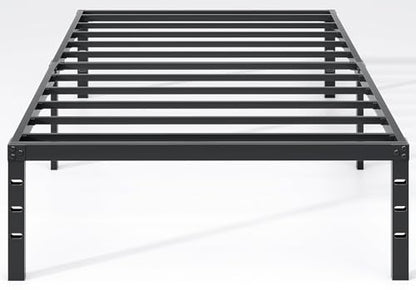 NEW JETO Metal Bed Frame,Twin Size Bed Frame with Storage Space,14 Inch | Heavy Duty Sturdy Mattress Foundation,Easy Assembly,No Box Spring Needed, Black