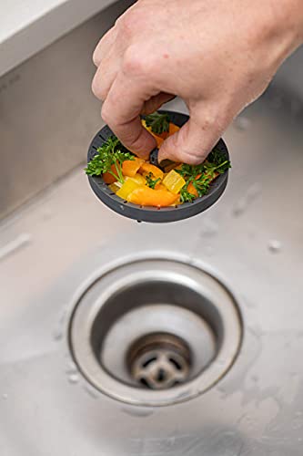 Kitchen Sink Strainer 3.25" - Dripsie Anti-Clog Food Catcher, Flexible Drain Basket, Dishwasher Safe, Standard Fit, Made in USA (1-Pack Gray)