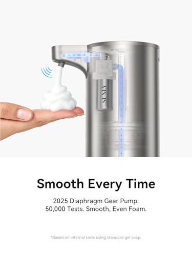 Automatic Foaming Soap Dispenser Touchless, 0.2s Fast Sensor, USB-C Rechargeable, Smudge-Resistant Stainless Steel, Hand Soap Dispenser for Bathroom, Kitchen, Hotel, Silver