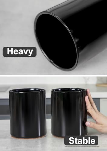 Utensil Holder, 6.4" Ceramic Kitchen Utensil Holde... (Black | Ceramic)