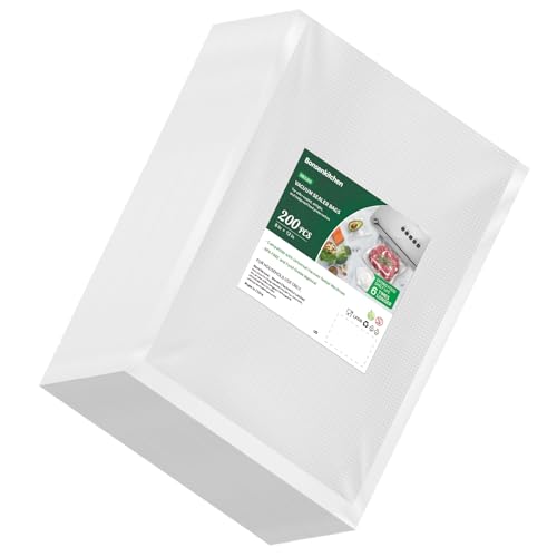 Bonsenkitchen Precut Vacuum Sealer Bags 200 Quart 8" x 12", BPA Free | Commercial Grade Textured Food Vacuum Sealer Bag, Thick Embossed Bags for Storage and Sous Vide Cooking, VB3208