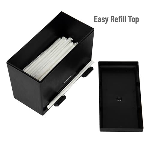 Mind Reader Straw Dispenser for Standard Unwrapped Straws or Pencil Dispenser, Countertop Organizer for Breakrooms, Offices and Classrooms, Plastic, Black