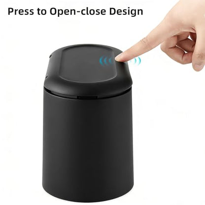 SUBEKYU Mini Trash Can with Lid,Small Desktop Trash Can,Black 0.5 Gal | Countertop Mini Garbage Cans,Small Garbage Can for Office Kitchen Coffee Table, Tiny Wastebasket for Desktop