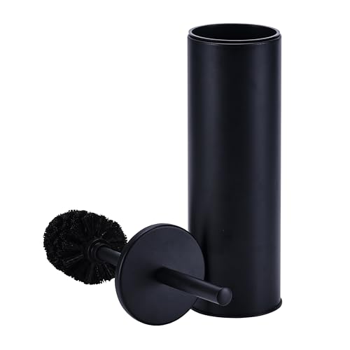 Deep & Sturdy Toilet Bowl Brush with Holder - Durable Scrubbing - Toilet Cleaners - Household Essentials - Silicone Brush - Bathroom Cleaner - Cleaning Supplies - Household Supplies, Matte Black