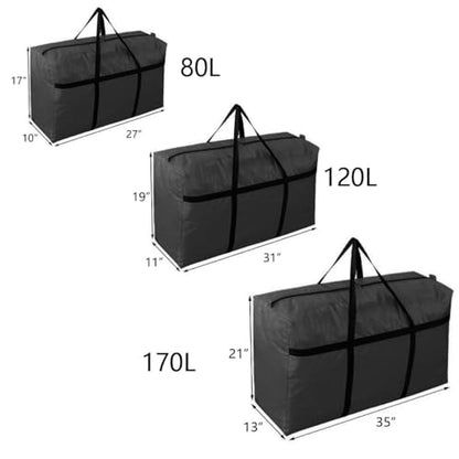 Extra-large Tarp Storage Bag (Black, 45Gal/170L) | Double Zipper, Moisture Resistant and Dustproof, Lightweight Foldable for Moving, Travel, Camping, and Seasonal Organization