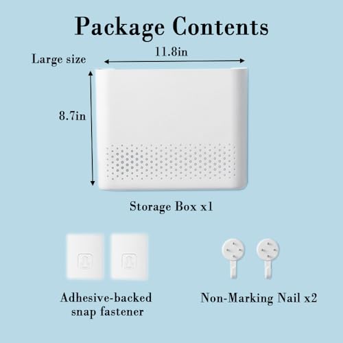 WiFi Router Storage Box Wall Mounted, Heat Dissipation Cable Organizer | Durable ABS, Heat Dissipation Vents, Cable Concealment, No-Drill Install, Space-Saving, Fits Routers & Modems Home Office