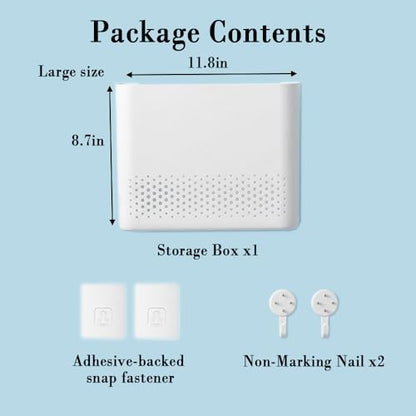 WiFi Router Storage Box Wall Mounted, Heat Dissipation Cable Organizer | Durable ABS, Heat Dissipation Vents, Cable Concealment, No-Drill Install, Space-Saving, Fits Routers & Modems Home Office