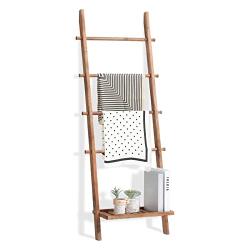 Blanket Ladder, 57in Wood Rustic Decotative Ladder... (Brown | Wood)