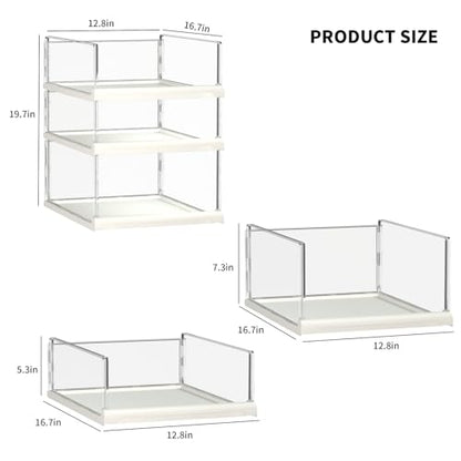 Covetree 3 Pack Stackable Closet Organizers and Storage Shelves - Transparent Sweater Organizer for Closet, Bathroom, Kitchen, Cupboard, Laundry Room, and Office