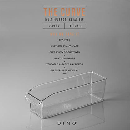 BINO | Plastic Storage Bins, Small | THE CURVE COLLECTION | Multi-Use Organizer Bins | Storage Containers Kitchen, Pantry and Home Organization | Fridge Organizers | Pantry Organization and Storage
