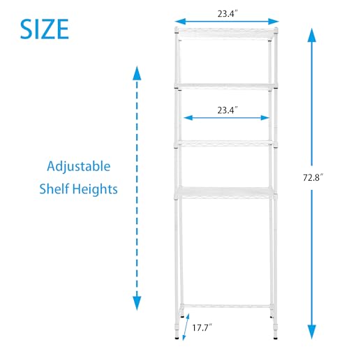 Zvyteay 4 Tier Mini Fridge Shelf Adjustable Height Storage Shelf Metal Storage Rack Mini Fridge and Microwave Stand for Dorm, Kitchen, Office, White